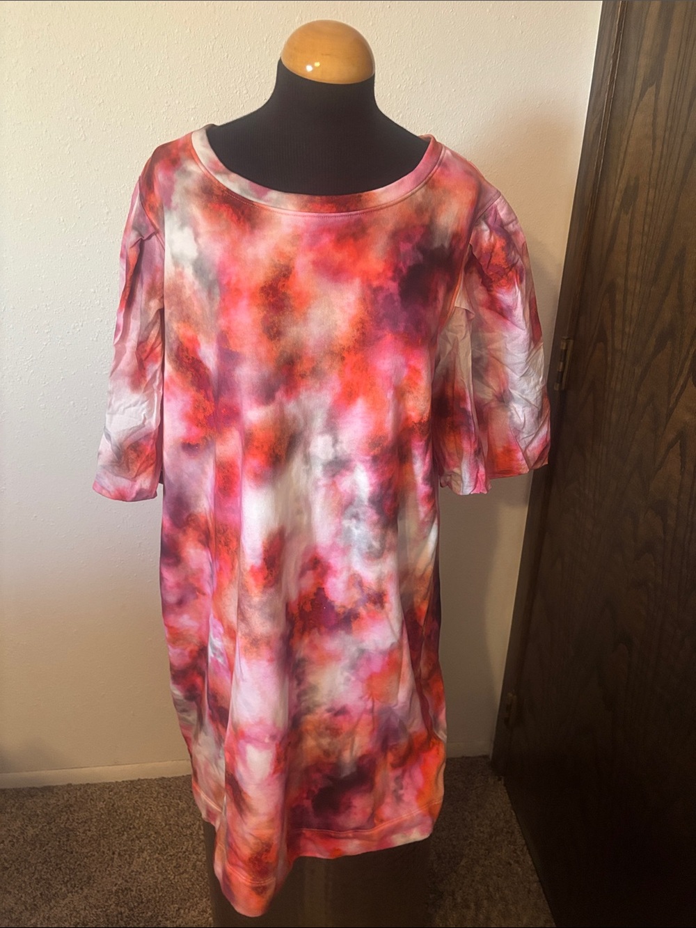 Chico's Watercolor Tie-Dye Midi Dress - Pink, Red, White Size 20 (4 in Chico’s)